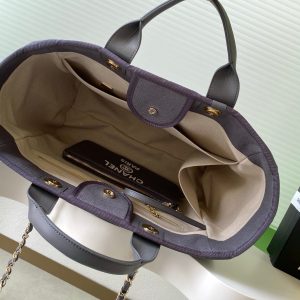 CC 2025 Deauville Tote Bag Gray Canvas