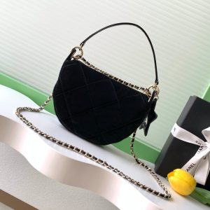 CC 2025 Black Velvet Crescent Bag
