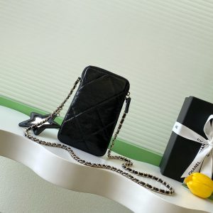 CC 2025 Phone Bag 18cm Black Cowhide 310331
