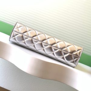 Chanel 25 Christmas Limited Hobo Shoulder Bag Silver Lambskin 324809