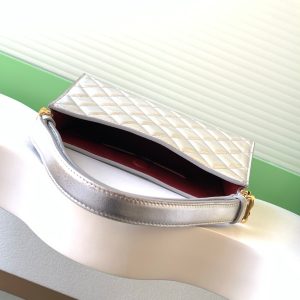 Chanel 25 Christmas Limited Hobo Shoulder Bag Silver Lambskin 324809