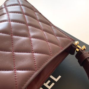 Chanel 25 Christmas Limited Hobo Shoulder Bag Burgundy Lambskin 324808