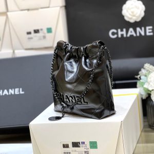 cc22 mini hobo bag 20cm all black lambskin