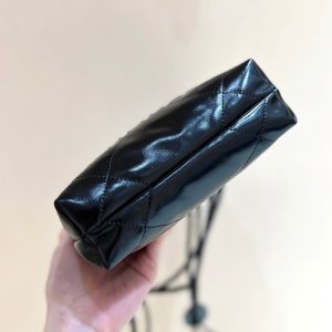 cc22 mini hobo bag 20cm all black lambskin