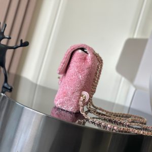 Chanel 25 Sequin Embroidered 21cm Bag Pink Leather Sequins 286171