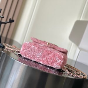 Chanel 25 Sequin Embroidered 21cm Bag Pink Leather Sequins 286171