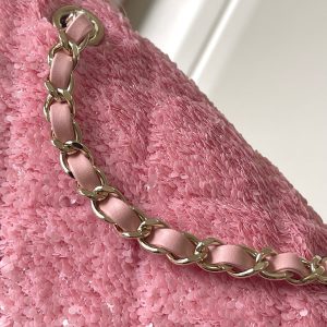 Chanel 25 Sequin Embroidered 21cm Bag Pink Leather Sequins 286171