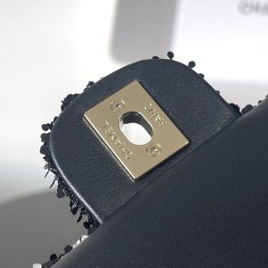 Chanel 25 Sequin Embroidered 21cm Bag Black Leather Sequins 286173