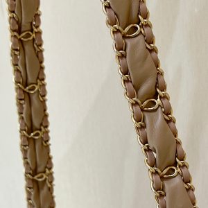 19 FLAP BAG 20 BEIGE BODIN CALFSKIN GOLD HARDWARE