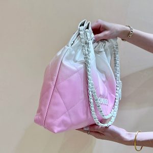 cc22 hobo bag pink white lambskin silver hardware
