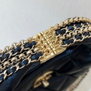 Chanel 24A Limited Edition Hobo Chain Bag Black Goatskin 256157