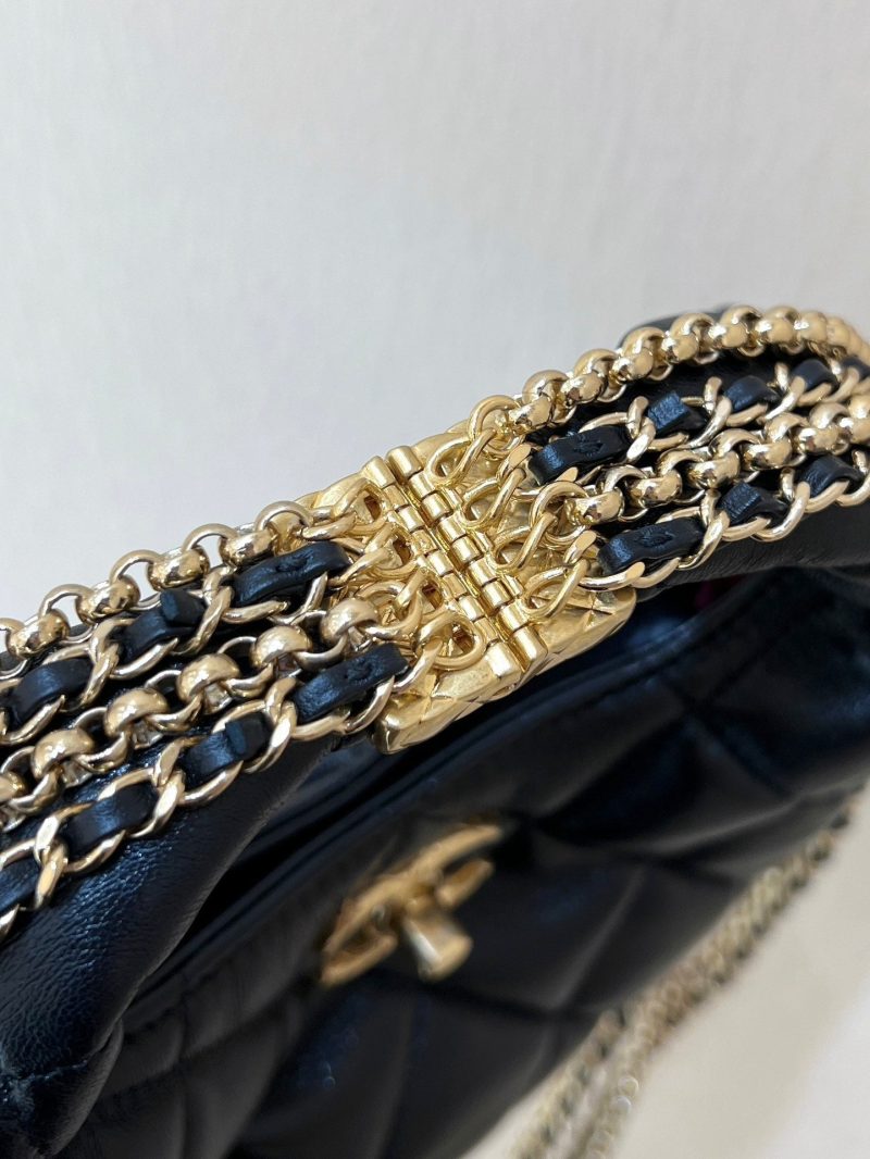 Chanel 24A Limited Edition Hobo Chain Bag Black Goatskin 256157