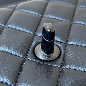 25C Mini Flap Bag Top Handle 20cm Black Lambskin Black Hardware