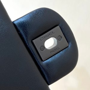 25C Mini Flap Bag Top Handle 20cm Black Lambskin Black Hardware