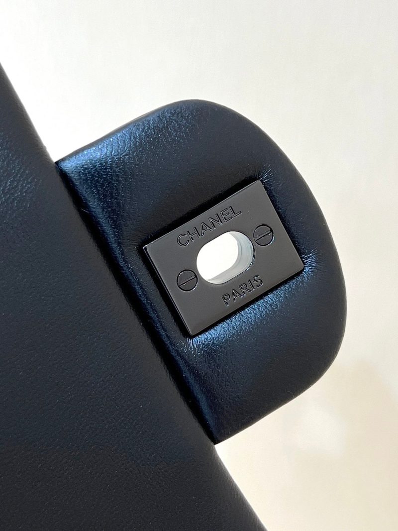 25C Mini Flap Bag Top Handle 20cm Black Lambskin Black Hardware