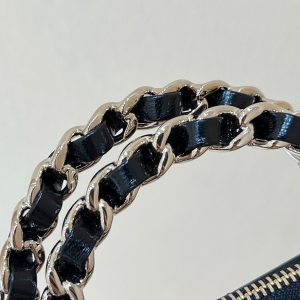 CC 24B AS5130 Small Shell Bag 20cm Black Polished Lambskin