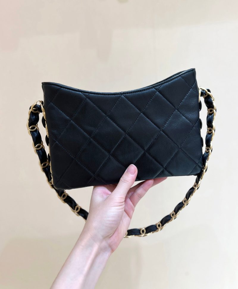 The Chanel 24K Hobo Underarm Bag Black Lambskin 256166