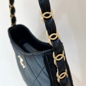 The Chanel 24K Hobo Underarm Bag Black Lambskin 256166