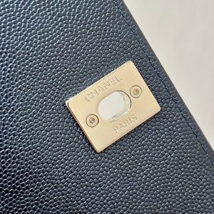 CC 24K Coco Hanle Nano 18cm Black Grained Calfskin Gold Hardware