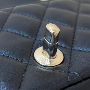 CC 24K Mini Flap Bag 18cm Black Lambskin Silver Hardware