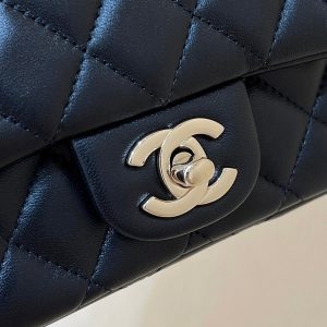 CC 24K Mini Flap Bag 18cm Black Lambskin Silver Hardware