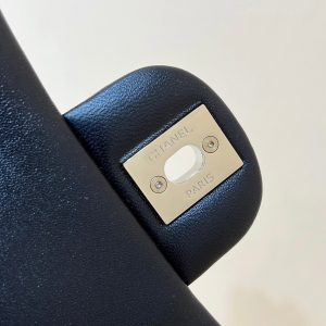 CC 24K Mini Flap Bag 18cm Black Lambskin Silver Hardware