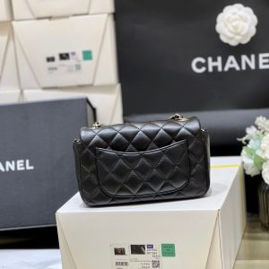 CC 24K Mini Flap Bag 18cm Black Lambskin Silver Hardware