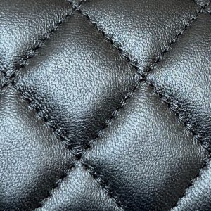 CC 24K Mini Flap Bag 18cm Black Lambskin Silver Hardware