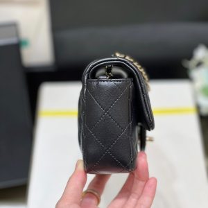 CC 24K Mini Flap Bag 18cm Black Lambskin Silver Hardware