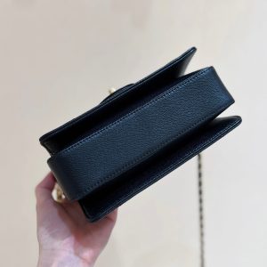 Chanel 24K Handle Flap Bag Black Calfskin Leather