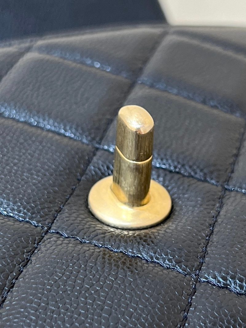 Chanel 24K Handle Flap Bag Black Calfskin Leather