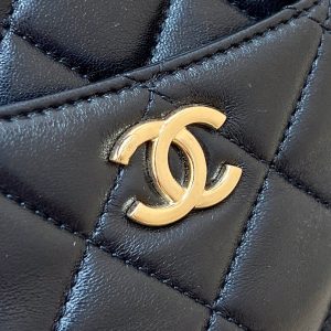 CC 24K Gold Coin Camera Bag 18cm Black Lambskin Light GHW