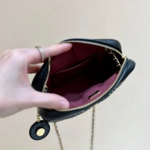 CC 24K Gold Coin Camera Bag 18cm Black Lambskin Light GHW