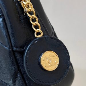 CC 24K Gold Coin Camera Bag 18cm Black Lambskin Light GHW