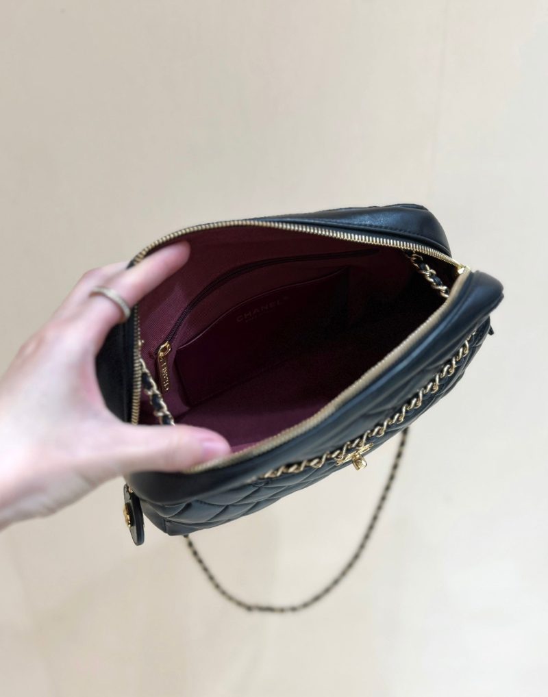 CC 24K Gold Coin Camera Bag 24cm Black Lambskin Light GHW