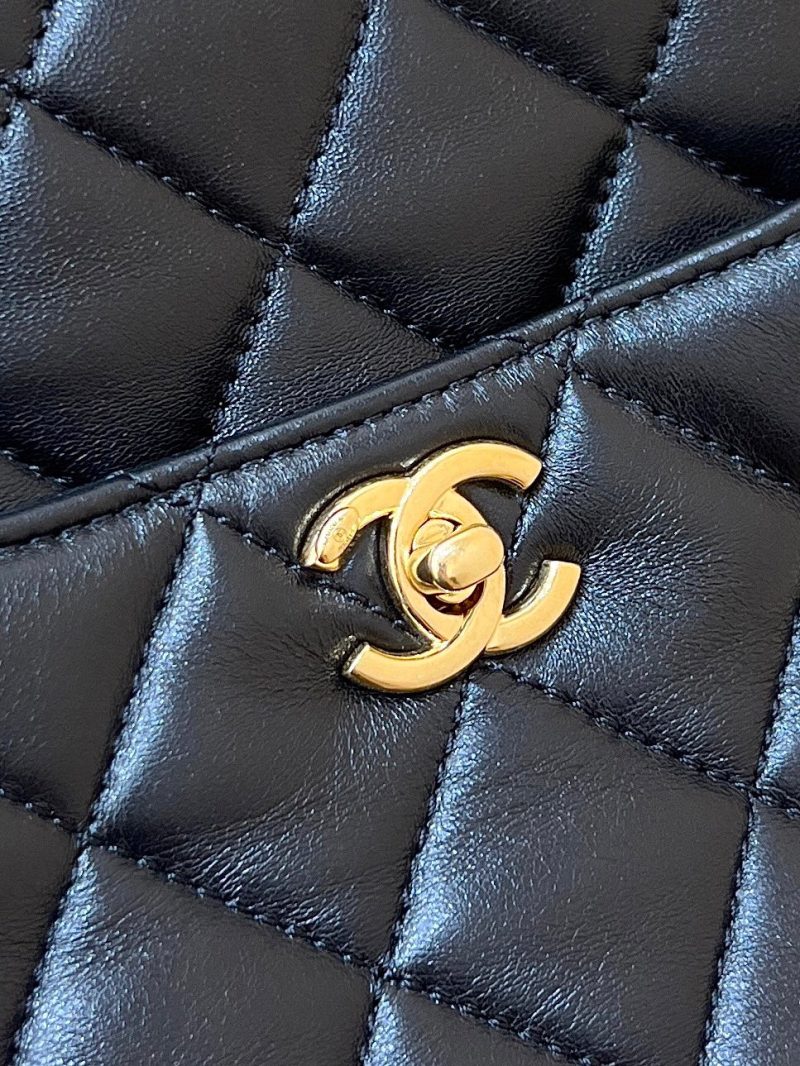 CC 24K Gold Coin Camera Bag 24cm Black Lambskin Light GHW