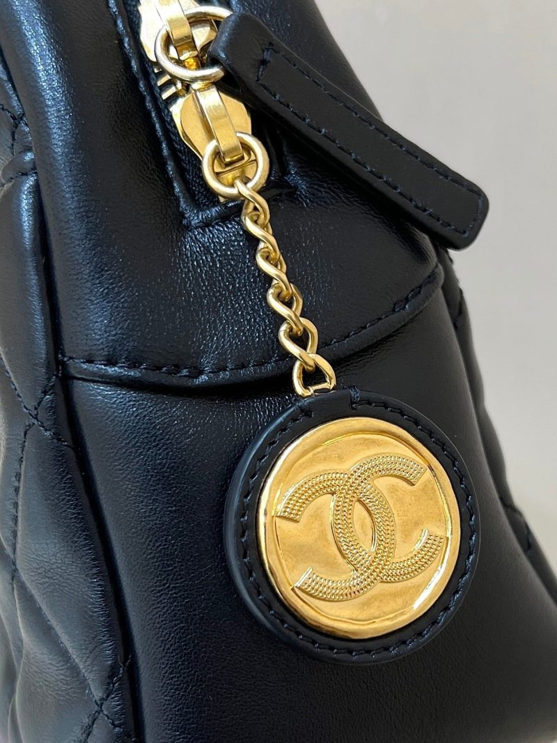 CC 24K Gold Coin Camera Bag 24cm Black Lambskin Light GHW