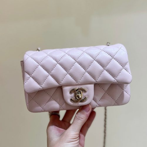 img_f3c7fd90_20241101_i1730430179_1566_2_jpg CC 24K Mini Flap Bag 18cm Light Pink Lambskin Gold Hardware