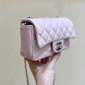 CC 24K Mini Flap Bag 18cm Light Pink Lambskin Gold Hardware