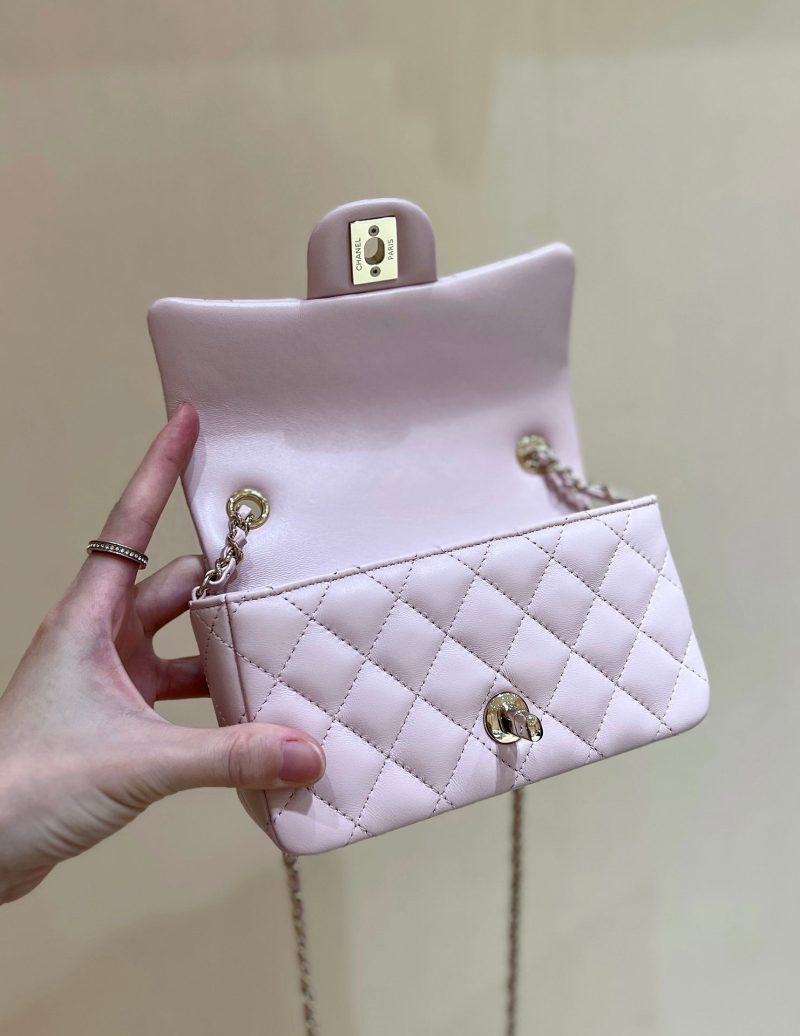 CC 24K Mini Flap Bag 18cm Light Pink Lambskin Gold Hardware
