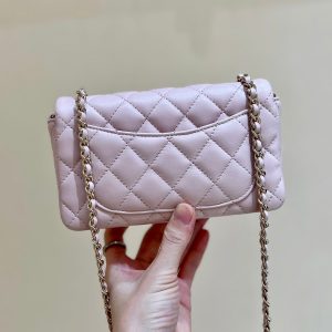 CC 24K Mini Flap Bag 18cm Light Pink Lambskin Gold Hardware