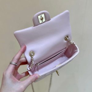 CC 24K Mini Flap Bag 18cm Light Pink Lambskin Gold Hardware