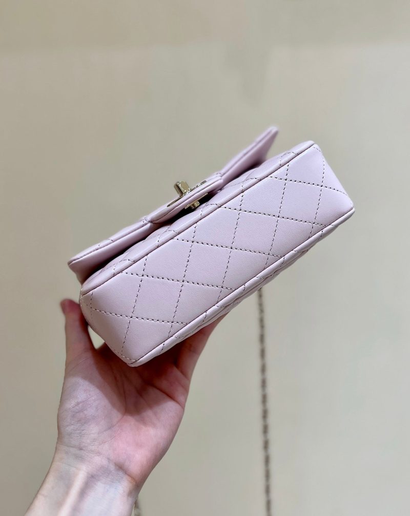 CC 24K Mini Flap Bag 18cm Light Pink Lambskin Gold Hardware