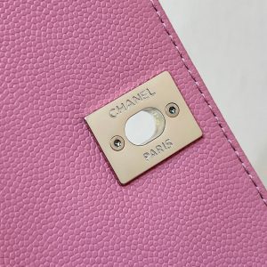 CC 24K Coco Hanle Nano 18cm Pink Grained Calfskin Gold Hardware