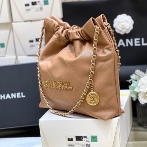 CC 24K Hobo 22 Bag Brown Grained Calfskin