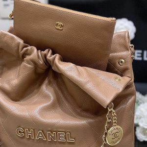 CC 24K Hobo 22 Bag Brown Grained Calfskin