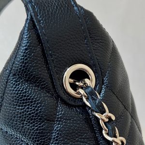 25C Hobo Bag 19cm Black Grained Calfskin