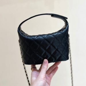 25C Hobo Bag 19cm Black Grained Calfskin