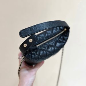 25C Hobo Bag 19cm Black Grained Calfskin