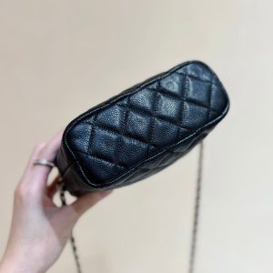 25C Hobo Bag 19cm Black Grained Calfskin